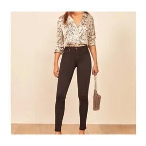 Reformation Women's Extra Slim Fit Skinny Jeans Stretch Solid‎ Black Size 25